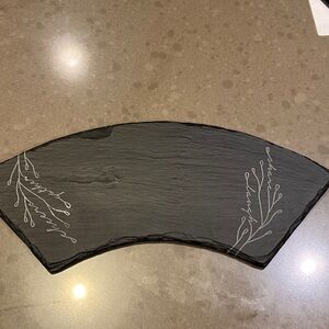 Pampered Chef Black Slate Serving Platter with White Script Accents